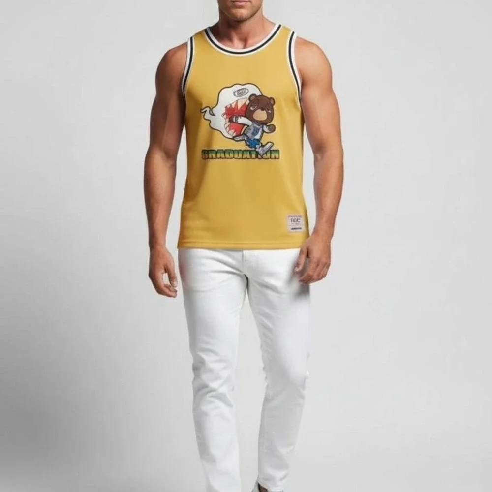 Headgear Classics Kanye West Graduation Jersey Yellow Dropout Bear Mens XL